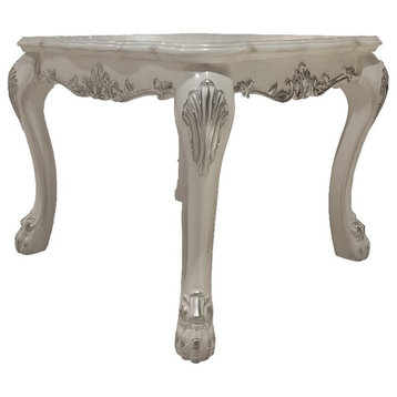 ACME Dresden Square Wooden Top End Table with Claw Legs in Bone White