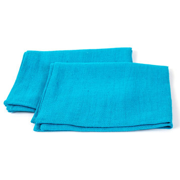 Linen Prewashed Lara Hand Towels, Set of 2, Turquoise, 42X70cm