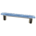 Glass Storm Studios - Indigo Mist Handmade Glass, Long Pull - Textured, layered and glittering light indigo glass. All our products are handmade to order.  Important: Do not use an electric drill or electric screwdriver.