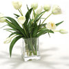 Waterlook® Elegant Ivory Tulips in Glass Vase