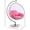 Luna Metal Acrylic Swing Bubble Accent Chair With Stand, Pink, Chrome Base