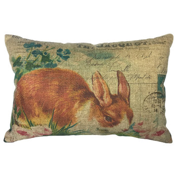 French Bunny Linen Pillow