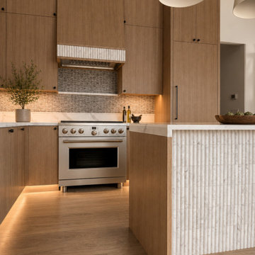 Custom White Oak Kitchen with Fluted Island - Bend, OR