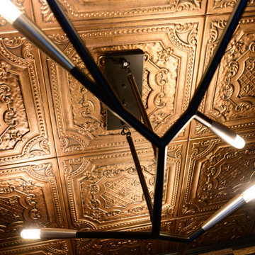 Vintage Ceiling with Modern Lighting