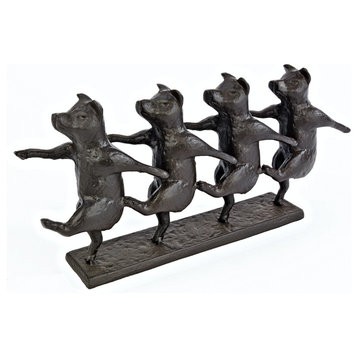 Dancing Pig Chorus Line Cast-Iron Statue