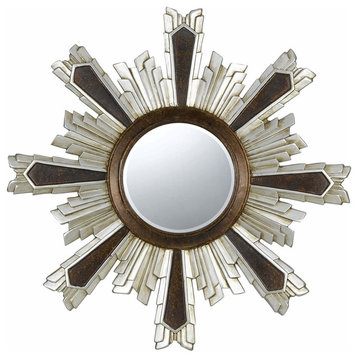 Chafe Polyurethane Beveled Mirror, Walnut/Silver Finish