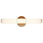 Eurofase - Eurofase Santoro Small LED Bathbar, Gold - Opal white glass weaves through a hollowed-out drum creating a unique support structure. The open-faced drum creates a delicate ring detail that elevates this simple design with style and panache.