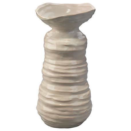 Large Marine Vase, Pearl Cream Ceramic