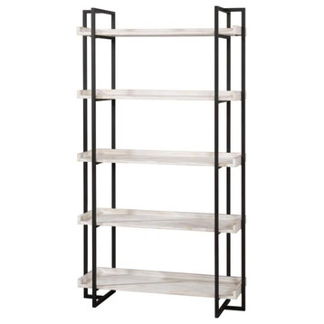 Furniture of America Lackomb Contemporary Wood 5-Tier Bookcase in Antique White