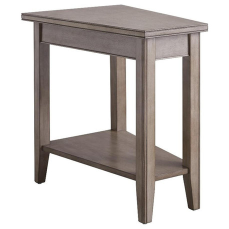 Leick Home 10502-GR Laurent Recliner Wood Wedge Table with Shelf in Smoke Gray
