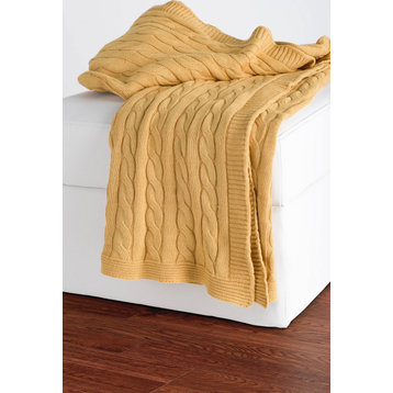 Cableknit Throw - Yellow
