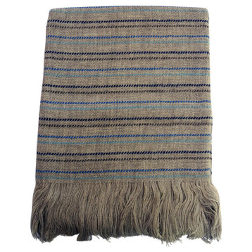 Wool Striped Throw Blanket, 55"x71"