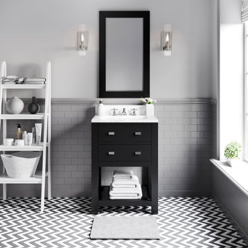 Madalyn Espresso Bathroom Vanity, 24" Wide, No Mirror, One Faucet