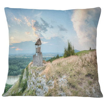 View Tower on Hill Panorama Landscape Printed Throw Pillow, 16"x16"