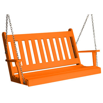 Poly Traditional English Porch Swing, Orange, 5 Foot