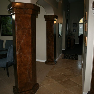 faux marble/ fireplace and columns