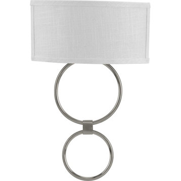 LED Shaded Sconce Collection Brushed Nickel 1-Light Circle LED Wall Sconce