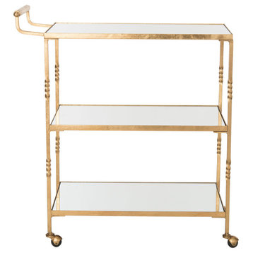 Safavieh Aurelius Bar Cart, Gold, Mirror Top