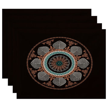 Stained Glass Geometric Print Placemat, Set of 4, Brown
