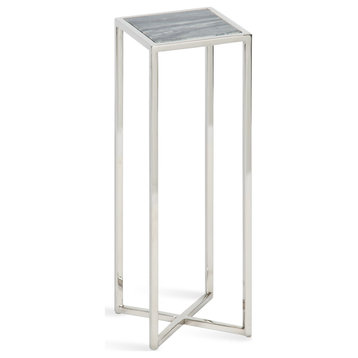 Jaspur Square Metal End Table, Silver/Gray 7x7x21