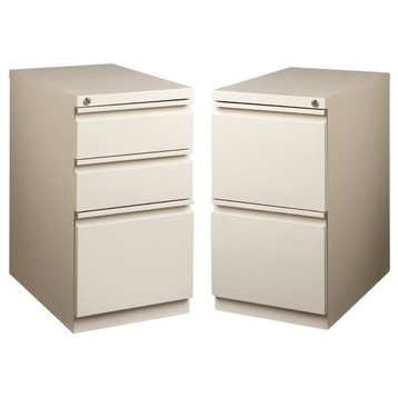 Set of 2 Value Pack Mobile 2 and 3 Drawer Filing Cabinets in Putty