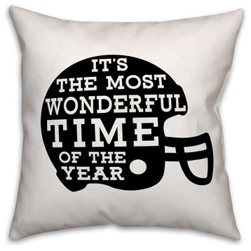 The Most Wonderful Time of The Year, Football Outdoor Throw Pillow, Black