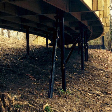 Columbus Boardwalk helical piles, tiebacks and Bridge abutments with helical pil