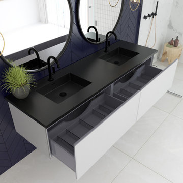 Laviva 313VTR-36CW-MB Vitri 36 - Cloud White Vanity Cabinet + Matte Black VIVA S