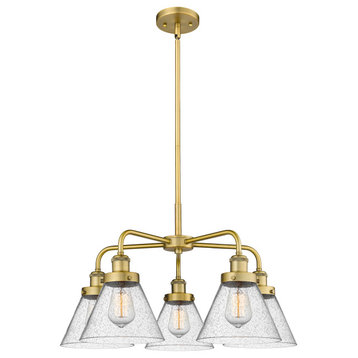 Innovations Cone 5 25.75" Chandelier Brushed Brass