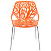Leisuremod Asbury Plastic Dining Chair With Chome Legs, Orange