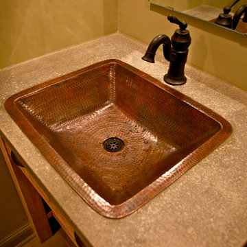 19" Rectangle Under Counter Hammered Copper Bathroom Sink (LREC19DB)
