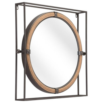 ZUO Capell Modern Steel Glass and MDF Mirror in Brown Finish
