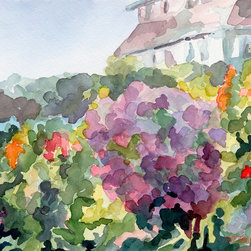 Purple Blossoms Monets Garden Watercolor - Fine Art Prints