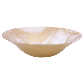 Classic Touch White Gold-Marble Salad Bowl