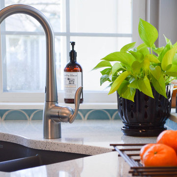 Kitchen with Blue Backsplash