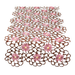 Xia Home Fashions - Daisy Splendor Table Runner, 15"x54", Copper - Table Runners