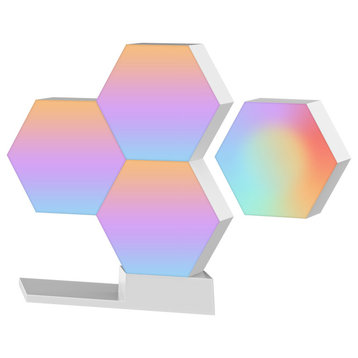 Yescom 4 Pack APP Control WiFi Hexagon LED Light Kit w/Alexa Google Room Decor