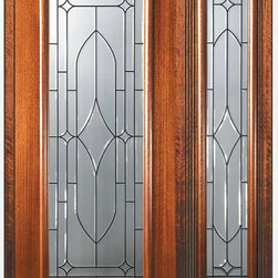 Prehung Side light Door 80 Wood Mahogany Bourbon Full Lite Glass - Front Doors