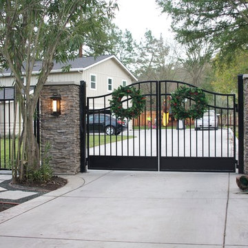 Gate with Stacked Stone Pillars