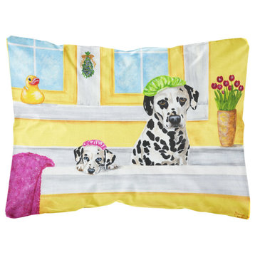 Bath Day Dalmatian Fabric Decorative Pillow, 12"x16", Multicolor