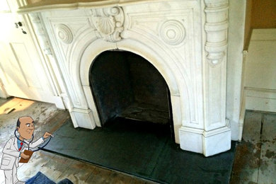 White Marble and Soap Stone Carved Fire Place Restoration