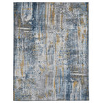 Amer Rugs - Cairo Rapids Blue/Gold Polyester Blend Area Rug, 7'10"x10'10" - Free-flowing like the Nile, this modern area rug features abstract and geometric patterns mixed together to create a beautiful piece of floor art. The high-low pile height adds drama and movement, and its polyester fiber blend adds superior softness underfoot. Power-loomed in Egypt, this area rug promises exceptional quality, easy care, and will envelop your space in cool, modern comfort.