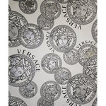 Versace - Versace White Silver Gray black Medusa Head Greek Key Logo Wallpaper, 27 Inc X 33 Ft Roll - PLEASE NOTE: