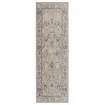 Jaipur Living - Machine Washable Avin Oriental Green and Blue Runner Rug, Green and Blue, 2'6"x7'6" - The Kindred collection melds the timelessness of vintage designs with modern, livable style. The Avin rug's faded green, earthy tan, and blue tones ground spaces with luxe appeal and an ornate, classic motif. This low-pile rug is made of soft polyester and features a stunning, Old World-inspired digitally printed design.
