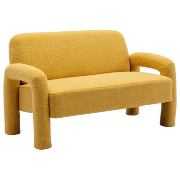 SEYNAR Modern Sherpa Boucle Love seat ,Upholstered Living Room 2-Seater Sofa, Yellow