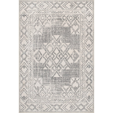 Nuloom Mia Machine Washable Geometric Medallion Area Rug, Light Gray 5'x8'