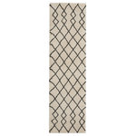 Nourison - Nourison Geometric Shag 2'2" x 7'6" Ivory/Charcoal Shag Indoor Area Rug - With hand-drawn linear tribal patterns interlacing across a thick, ivory white shag pile, this Geometric Shag Collection rug brings you all the comfort and exotic flavor of an authentic Moroccan shag rug. With plush easy-care fibers, this rug will bring an affordable touch of warmth and texture to a hallway, entryway, or any other place in your home, blending with a range of interior decor styles.