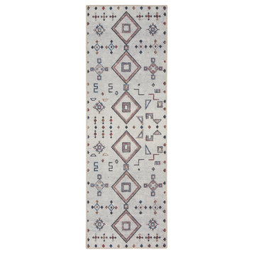 Machine Washable Series 1 2' x 6' Ivory/Multi Bohemian Indoor Rug