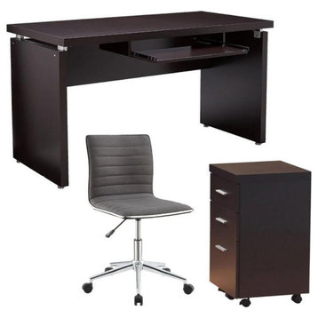 Home Square 3 Piece Set with Mobile File Cabinet Office Chair and Writing Desk