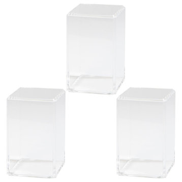 Luxe Classic Square Clear Solid Acrylic Pedestal Riser 5x8" Set of 3
